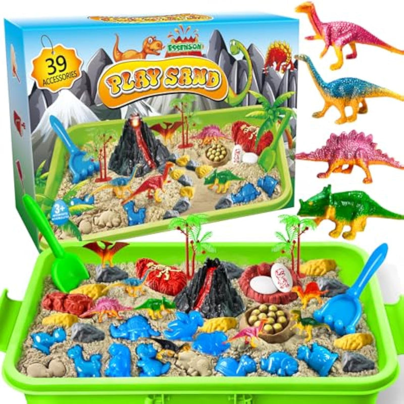 Sensory Bin, Dinosaurs Kit With Sensory Sand, Play Sand Pretend Play Beach Toy, Sandbox For Girls And Boys