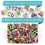 Large 10mm Iron Beads Kit for Kids - 1500 Beads with Pegboards and Patterns