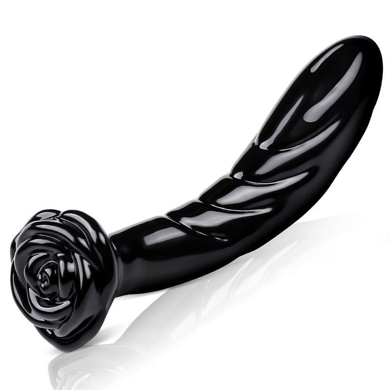 Glass Dildo Glass Butt Plug - Anal Plug Adult Toys For Men Women With Rose Base, Black Glass Anal Dildo For Temperature Play, Prostate & Anal Training, Anal Sex Toys For Couples, Gay & Bdsm Lovers