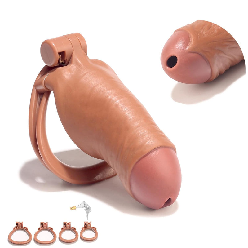 Male Chastity Cage Chastity Devices, Nylon Resin Cock Cage Chastity Cage Holder Belt Adult Games Sex Toys For Beginner Man With 4 Sizes Rings And Invisible Lock Like Realistic Dildo Light Weight Mini