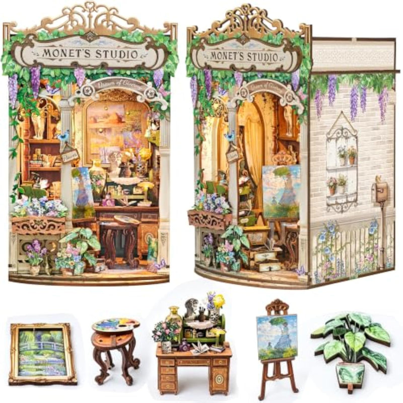 DIY Miniature 3D Wooden Book Nook Kit - Handcrafted Wooden Puzzle for Adults and Teens