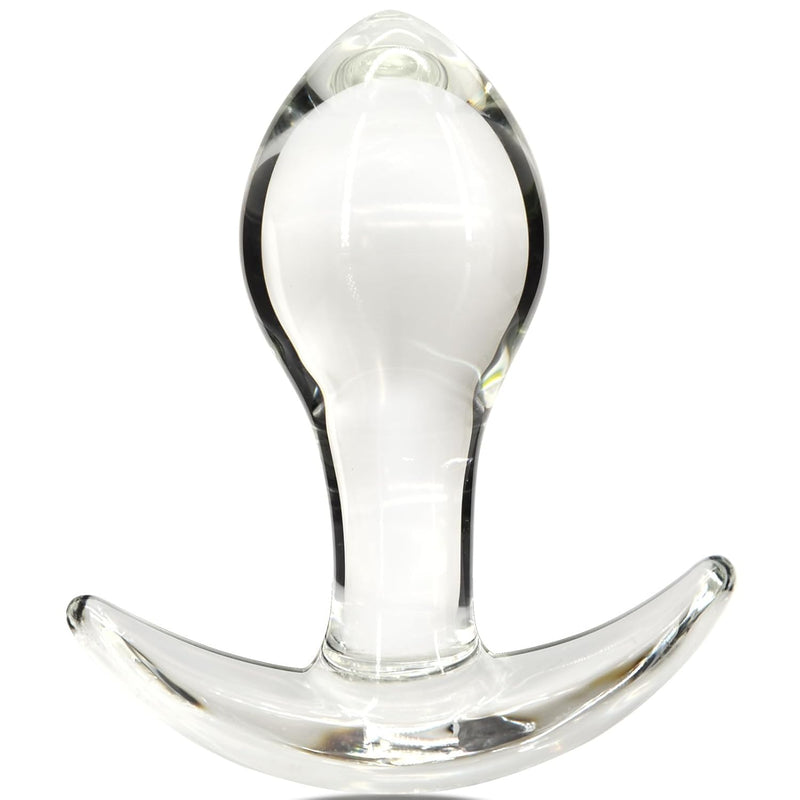 Glass Anal Plug For Comfortable Long-Term Wear Butt Plug With Curved Based & Long Stem Tapered Transparent Prostate Massager Sex Toy For Women Men Masturbation