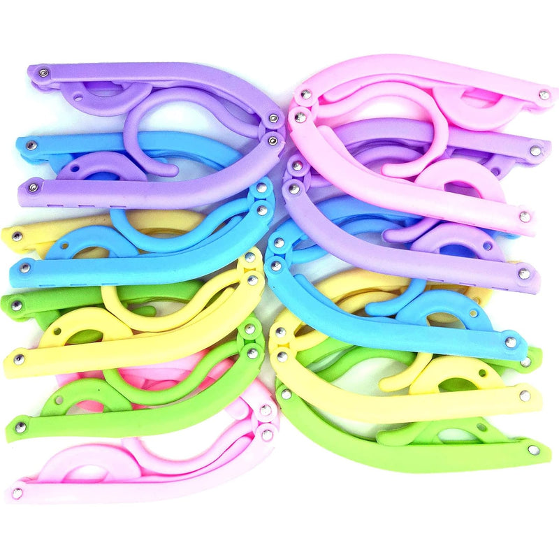 Nhw 10Pcs Portable Folding Clothes Hangers Retractable Plastic Non Slip Clothing