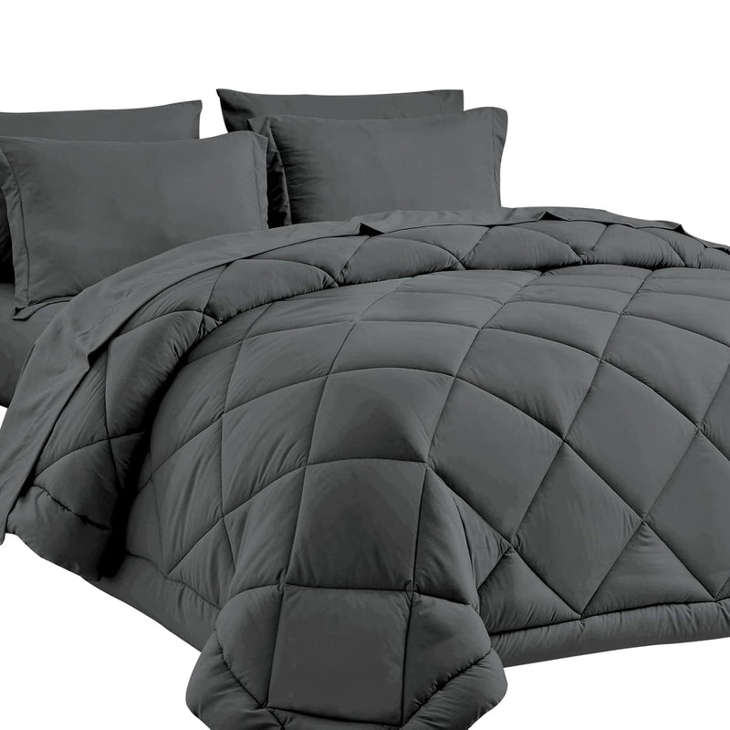Twin Xl Size Comforter Set 5 Pieces Dark Grey Twin Extra Long Bed In A Bag For