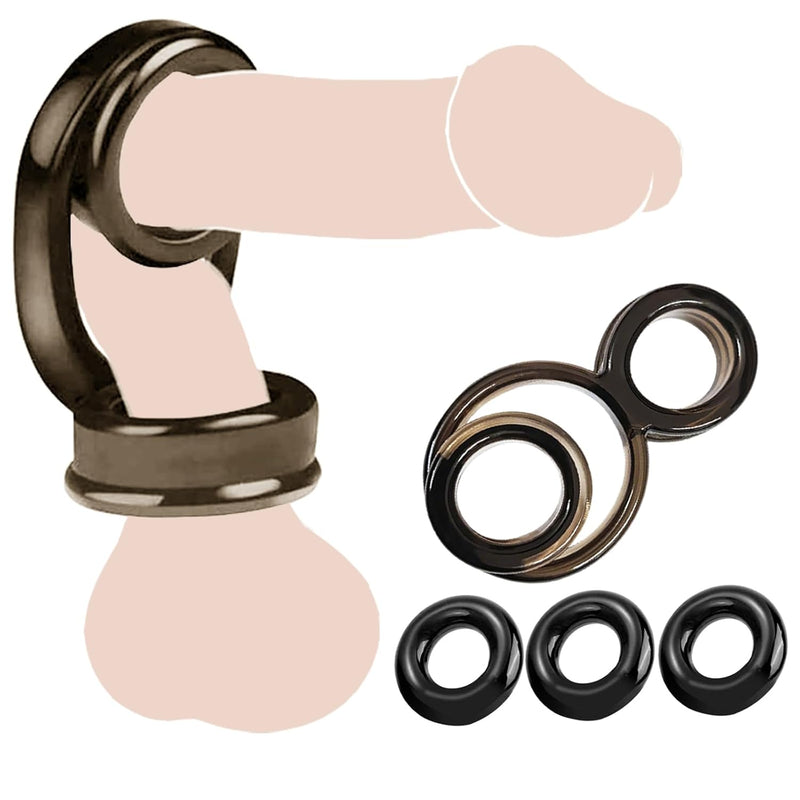 Cock Rings Reusable Penis Ring Silicone Cockring Cock Sexual Stimulation Device For Male Penis Erection Enhancing Long Lasting Stronger Adult Sex Toys For Men Or Couple Pleasure(Black)