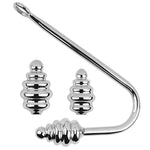 Stainless Steel Metal Backyard Anal Hook Toy Tapered Thread Long Handle Anal Plug Adult Sex Toys