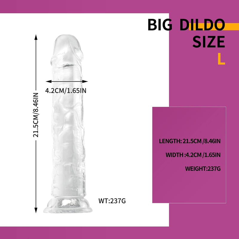 Realistic Dildo,8.5 Inch Crystal Dildo With Strong Suction Cup Base,Hands-Free Play,Body-Safe Material And Adult Sex Toys For Women
