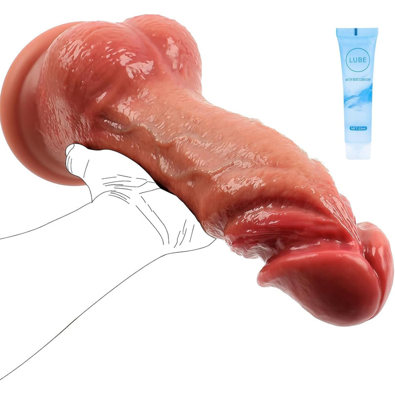 13.8Inch Huge Thick Dildo, Realistic Big Dildo With Full Shaped Balls, Dual Density Silicone Dildos With Suction Cup And Soft Flexible Shaft, Monster Dildo G Spot Penis Adult Sex Toys For Women