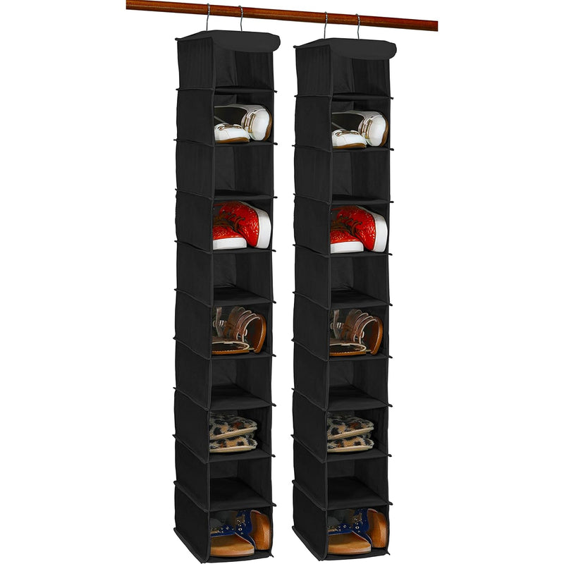 2 Pack 10 Shelves Hanging Organizer, Black