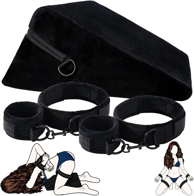 Foam Couples Positioning Pillow with Adjustable Wrist & Thigh Cuffs