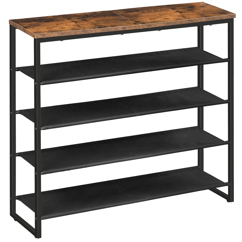 Shoe Rack, 5 Tier Shoe Storage Organizer, Shoe Shelf With 4 Fabric Shelves And T