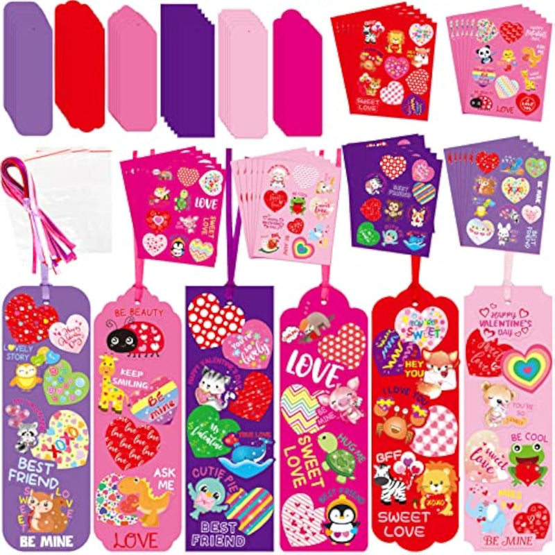 Valentine's Day Bookmark Craft Kit for Kids - 30 Pack, Classroom Home Fun Activities
