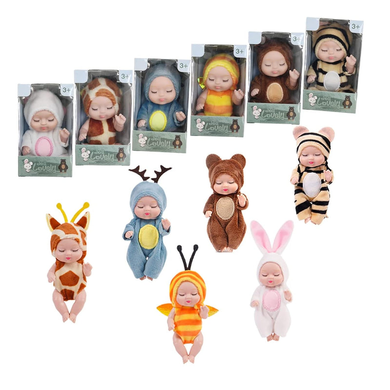 6 Pcs 4 Inch Mini Reborn Baby Dolls Toy Set Realistic Baby Doll With Cute A