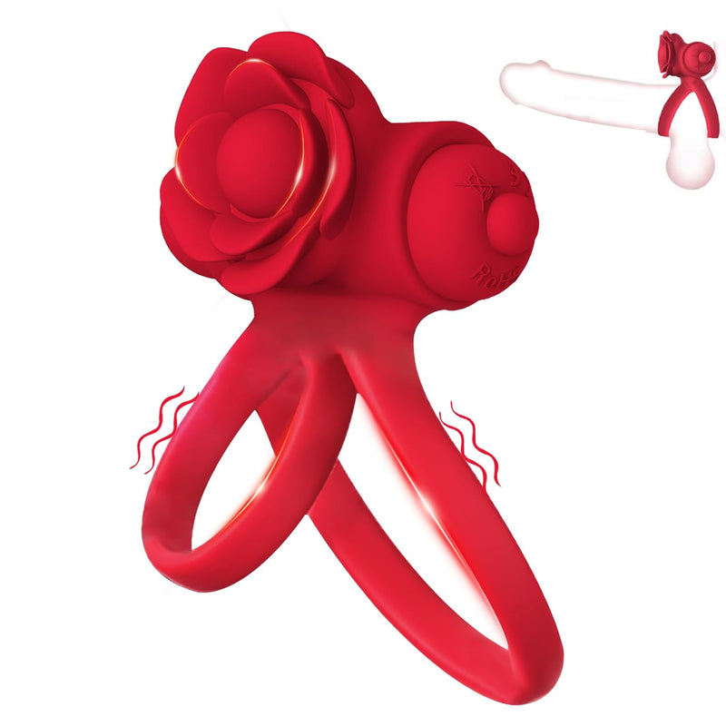 Vibrating Cock Ring With Rose Clitoral Stimulator Couples Sex Toys Vibrating Cock Ring Penis Ring Male Masterburters Rose Virbrater