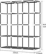 Portable Closet, portable closets for hanging clothes with 3 Hanging Rods and 6 Storage Shelves and 4 Side Pockets, Black Wardrobe Closet Easy to assemble and strong and stable