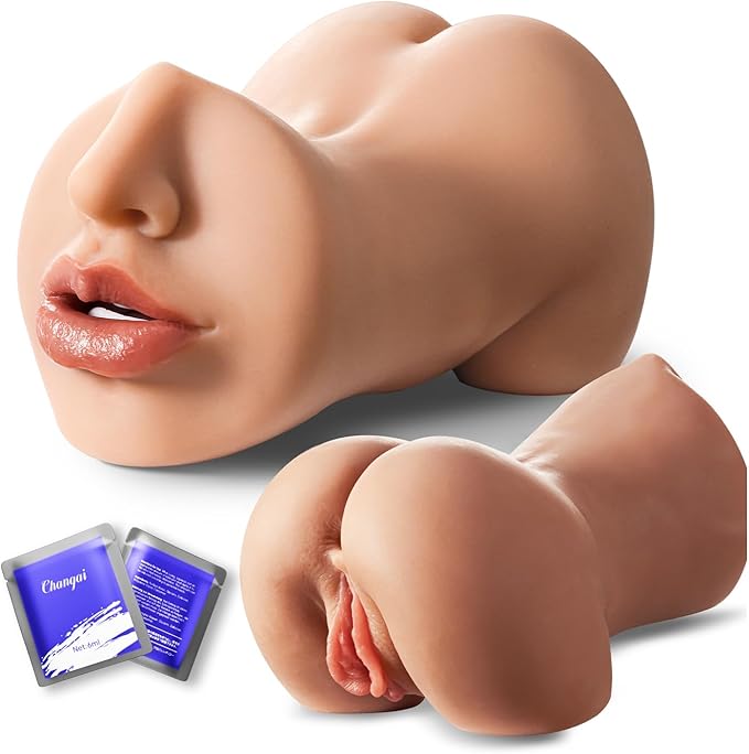 3-in-1 Male Masturbator with Mouth, Vaginal & Anal Textured TPE Channels