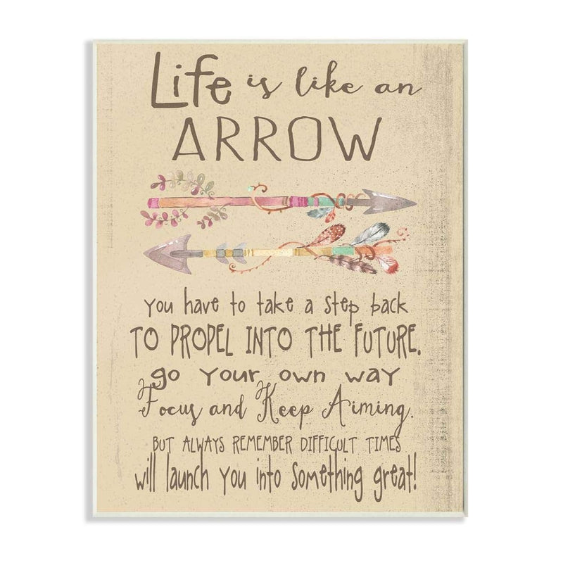 Life Is Like An Arrow' Icon Inspirational Typography Wall Plaque, 10X15, Desig