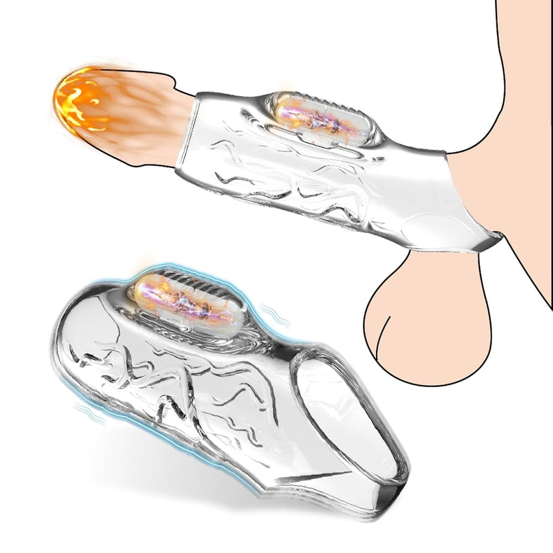 Men'S Vibrating Penis Ring, Cock Rings, Clear Penis Enlargement Sleeve, Perineum Vibrator, Adult Sex Toys For Erection Enhancement, Delayed Ejaculation, Reusable