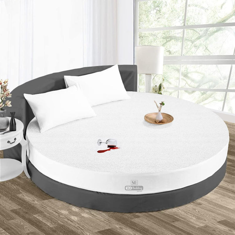 Sgi 76" Diameter Waterproof Mattress Protector Pad Cover Round Bed Fitted Styl