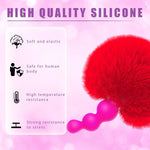 Small Rabbit Tail Anal Plug?Silicone Anal Sex Toys For Beginners?Butt Plug For Cospaly?Small Size For Long Time Comfortable Wear (Red)