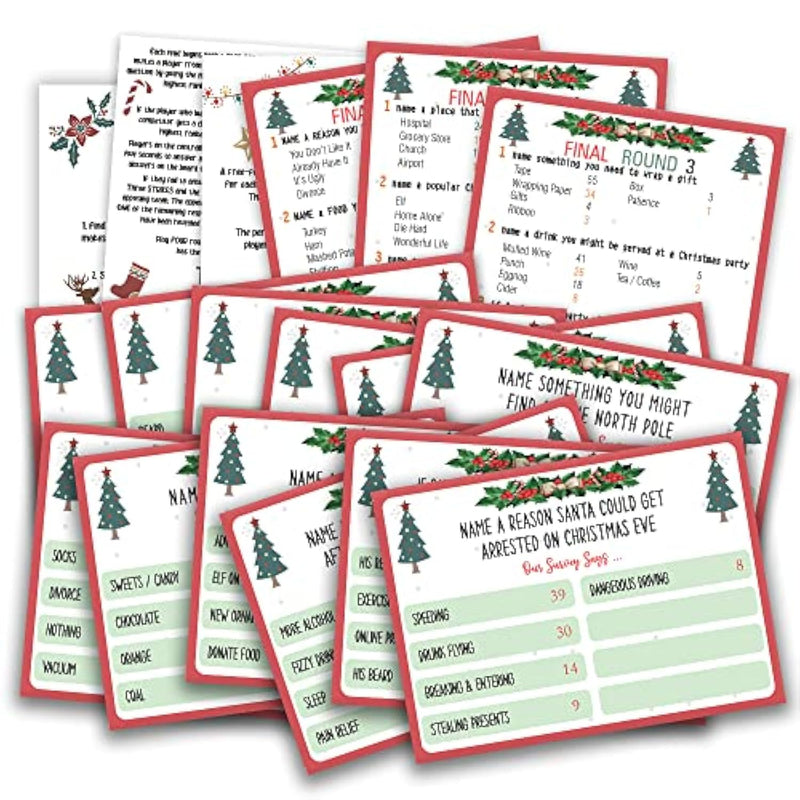 Christmas Friendly Feud Quiz, Baby Shower Game Night, Christmas Party Game, Family Activity, Feud Trivia Quiz, Holiday Games For Adults Coworkers Groups Christmas Party Supplies-2 (Sd-004)