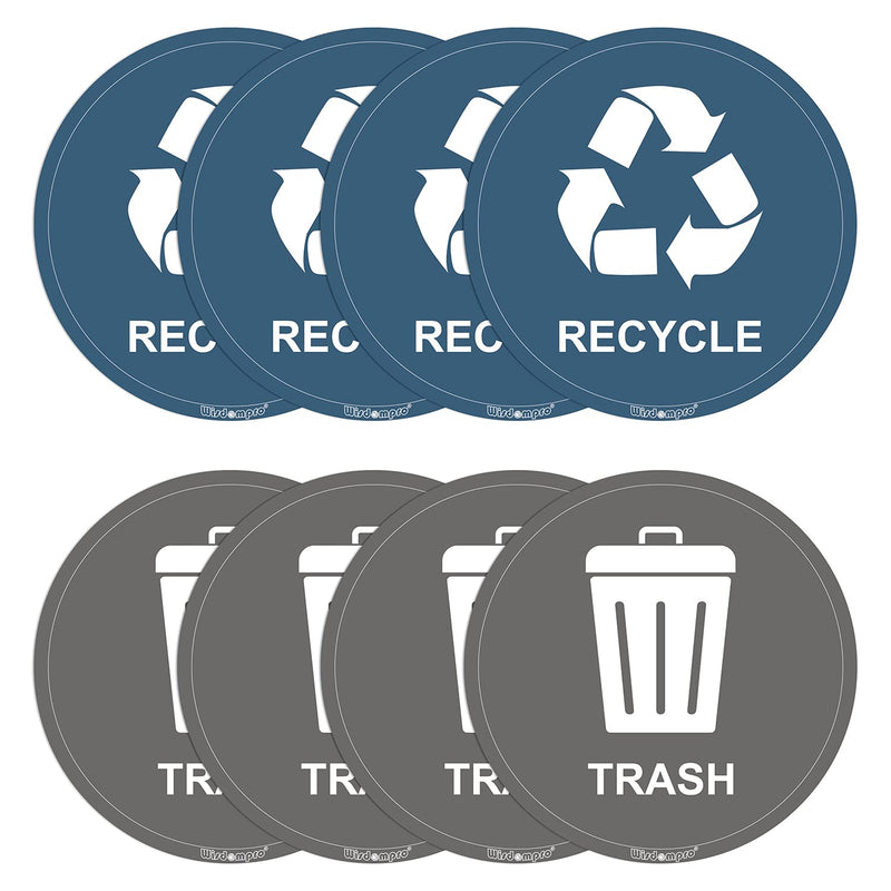 Recycle Sticker For Trash Can, 8 Pack Of 3 Inch Round Decal Logo Sign Self Adhes