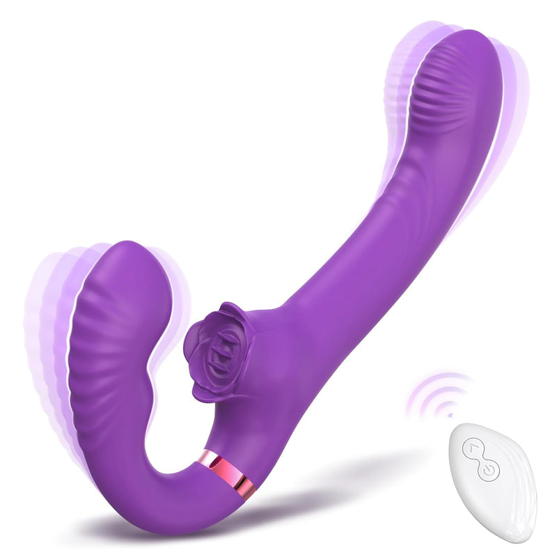 Strapless Strap On G-Spot Vibrator, Double Ended Wearable Dildo Vibrators With 10 Vibration Modes & Remote Control, Anti-Slip Silicone Realistic Butt Plug, Adult Sex Toy For Women Couple Lesbian Play