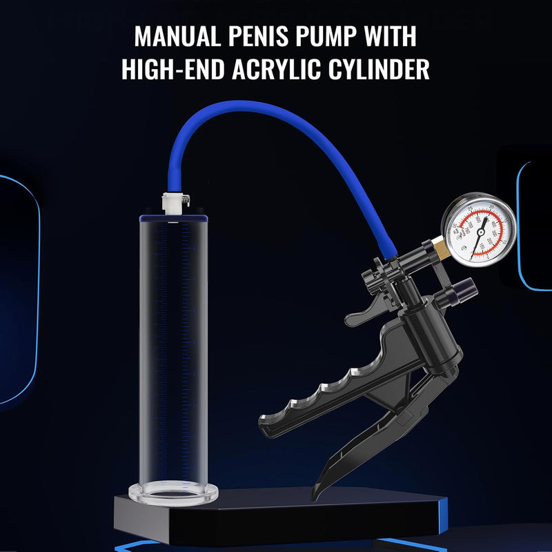 Male Enhancement Pump System,Enhancement Vacuum Pump With Gauge 9 X 2 Inch Cylinder,2 Silicone Sleeves,Male Sex Toys For Men, Adult Toys For Men