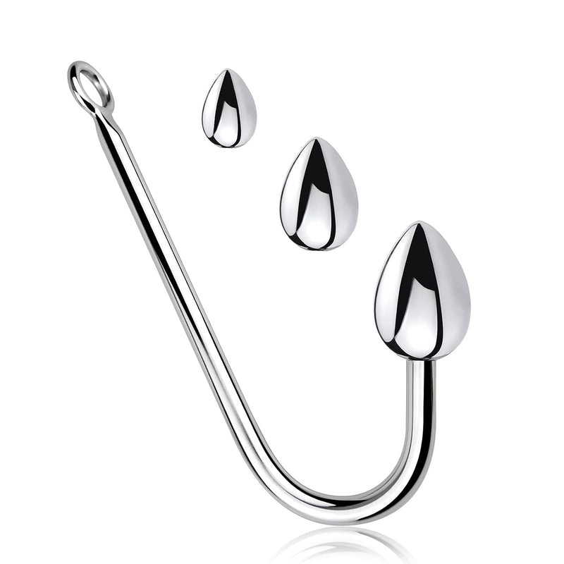 Stainless Steel Anal Hook, Buttplug Hook With 3 Interchangeable Heart Balls Anal Sex Toys Adult Product For Couple Gay Lesbian