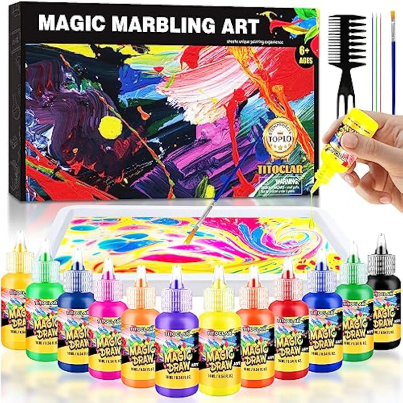 Water Marbling Paint Kit for Kids Ages 4-12, Creative DIY Art Activity Set