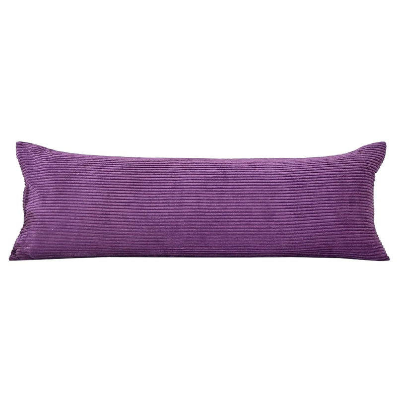 Striped Corduroy Oblong Body Pillow Cover 20X54 Inches Polyester Cozy Hidden Z