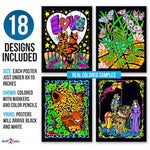18 Pack Fuzzy Velvet Coloring Posters, Original Edition for Kids & Adults