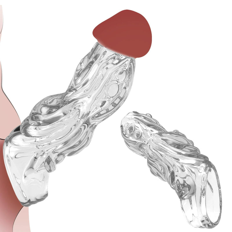 Penis Sleeve Pump Male Sex Toy For Men, Transparent Penis Extender Realistic Dildo Cock Ring Sleeve Adult Toys For Men, Silicone Penis Ring Enlarger Male Masturbator Sex Toys For Couples