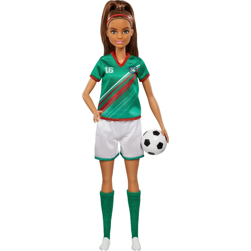 Barbie Careers Fashion Doll & Accessory, Soccer Player with Brunette Ponyta