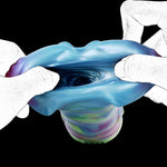Monster Shaped Male Masturbator Cup With Depth Lifelike Vaginal Texture Channel, Manual Male Stroker Reusable Handheld Pocket Pussies Masturbation Sleeve Blowjob Adult Sex Toys (97Blue)