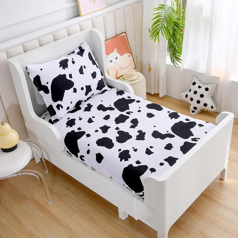 Cow Printed Bed Fitted Sheet And Pillowcases Set,Soft Kids Sheets For Twin Siz