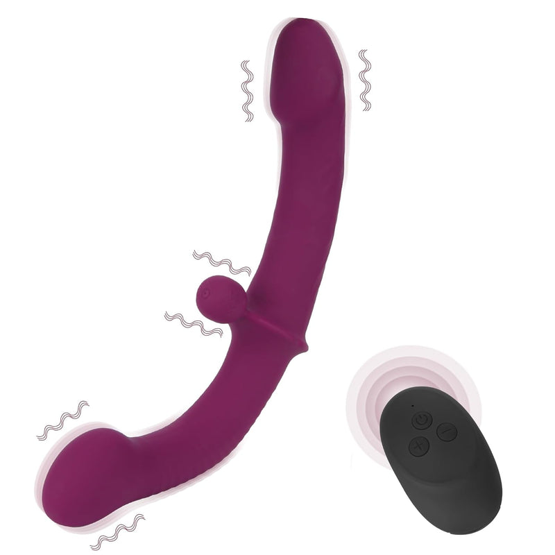 Vibrating Double Ended Dildo For Lesbian Sex Toys - Soft Strapless G Spot Dildos Wireless Silicone 10 Vibration For Couple Anal Play Adult Toys & Games