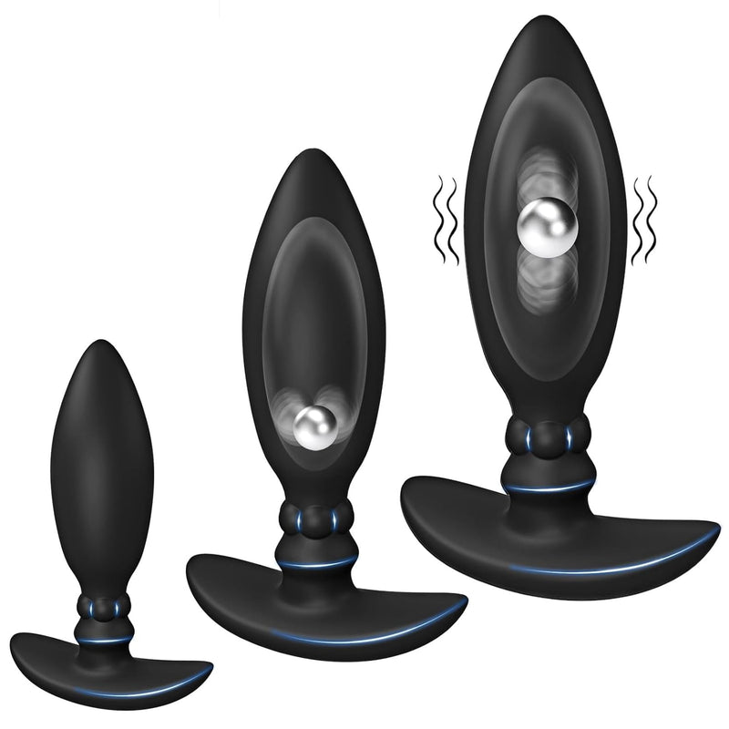 Anal Plug Trainer Set, Butt Plug With Misplaced Centre Of Gravity, 3Pcs Silicone Butt Plugs Anal Beads For Beginner & Advanced Player, Comfortable Long-Term Wear Prostate Massager Anal Adult Sex Toys