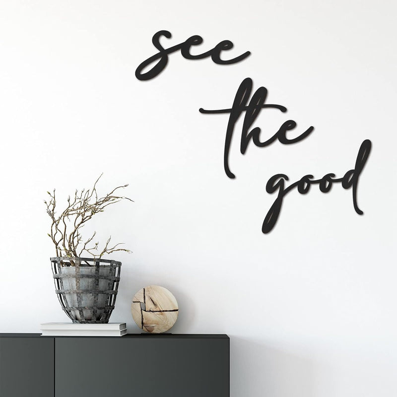 3 Pieces See The Good Wall Art Black Wood Wall Decor Rustic Wood Wall Art With