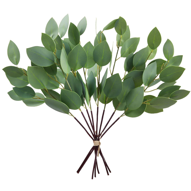 8 Pack Artificial Greenery Stems 13 Inches Faux Eucalyptus Leaves Stems For Va