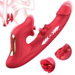 Vibrator Thrusting Dildo For Women – Rose Toy Dildos G Spot Rabbit Vibrators Sex Toys With Oscillating Nubs 10 Vibration Modes & Tongue Licking, Adult Sex Toy For Women Couples(Rose Red)
