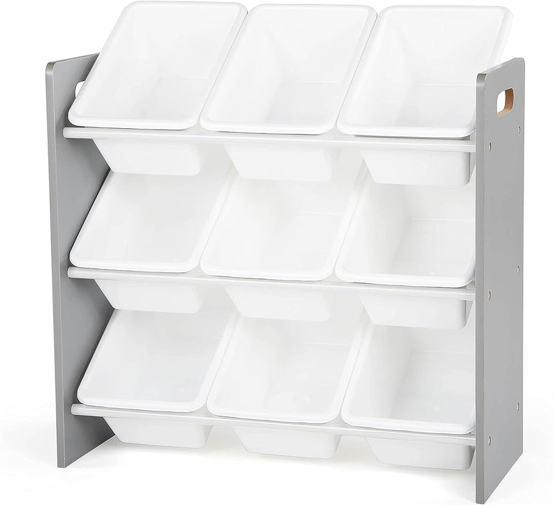 Grey/White Toy Organizer, 9 Bin Storage, 24" Tall
