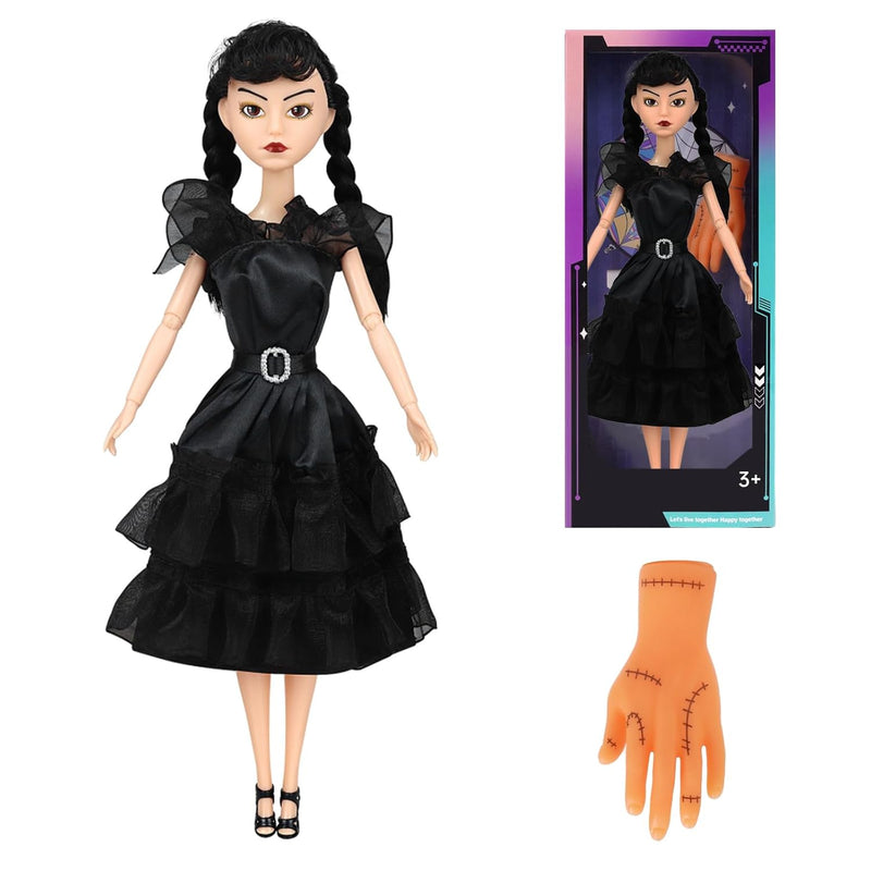 11.5'' Girls Dolls With Black Dress, Black Fashion Doll, Black High Heels,