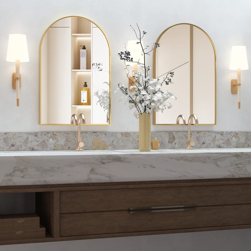 Wall Mounted Mirror, Arched Wall Mirror For Bathroom, 20"X30" Arch Bathroom Mi