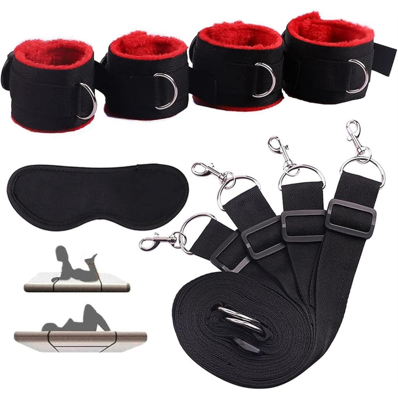 Bed Bondage Restraints Set For Couples With Wrist And Ankle Strap Blindfold Bdsm Under The Bed Restraints Ankle And Wrist Restraints Sm Bondage Gear & Accessories For Beginners And Couples
