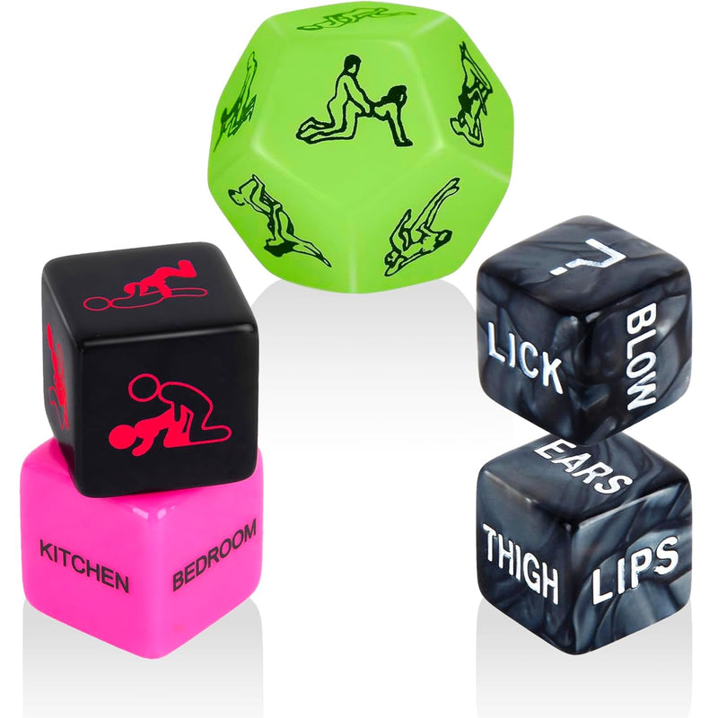 Sex Dice Set, Sex Game Positon Dice Adult Dice Game For Date Night Positions Game, Couples Sex Toys Positon For Date Night Boyfriend Girlfriend Games Romantic Valentines & Anniversary (5 Pcs)