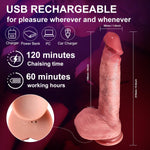 Thrusting Dildo Vibrator - 8.9" Realistic G-Spot & Anal Stimulator with 9 Modes