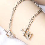Adjustable Metal Nipple Clamps with Chain – Flat-Head Clips for Sensory Play
