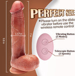 Thrusting Dildo Vibrator with Remote Control, 9.8" Realistic Vibe for G-Spot & Anal