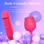 Thrusting Rose Vibrator – Dual-Ended Dildo with 10 Suction Modes for Clitoral & G-Spot